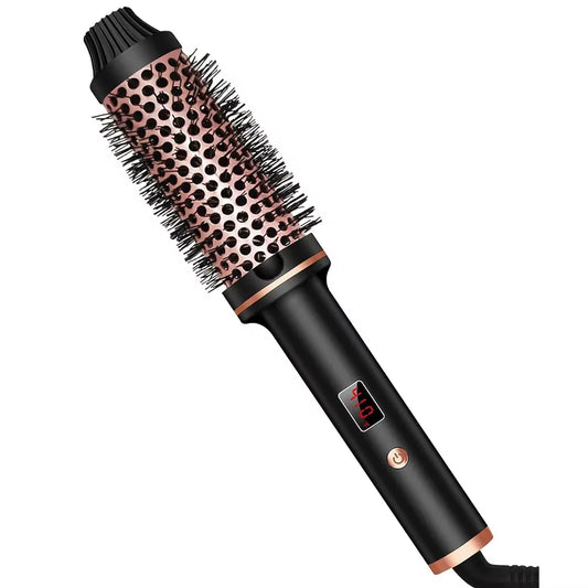 3 in 1 Ionic Hair Curler Straightener Professional Curling Iron Heated Hair Styling Brush Anti-Scald Thermal Brush Curl Wand