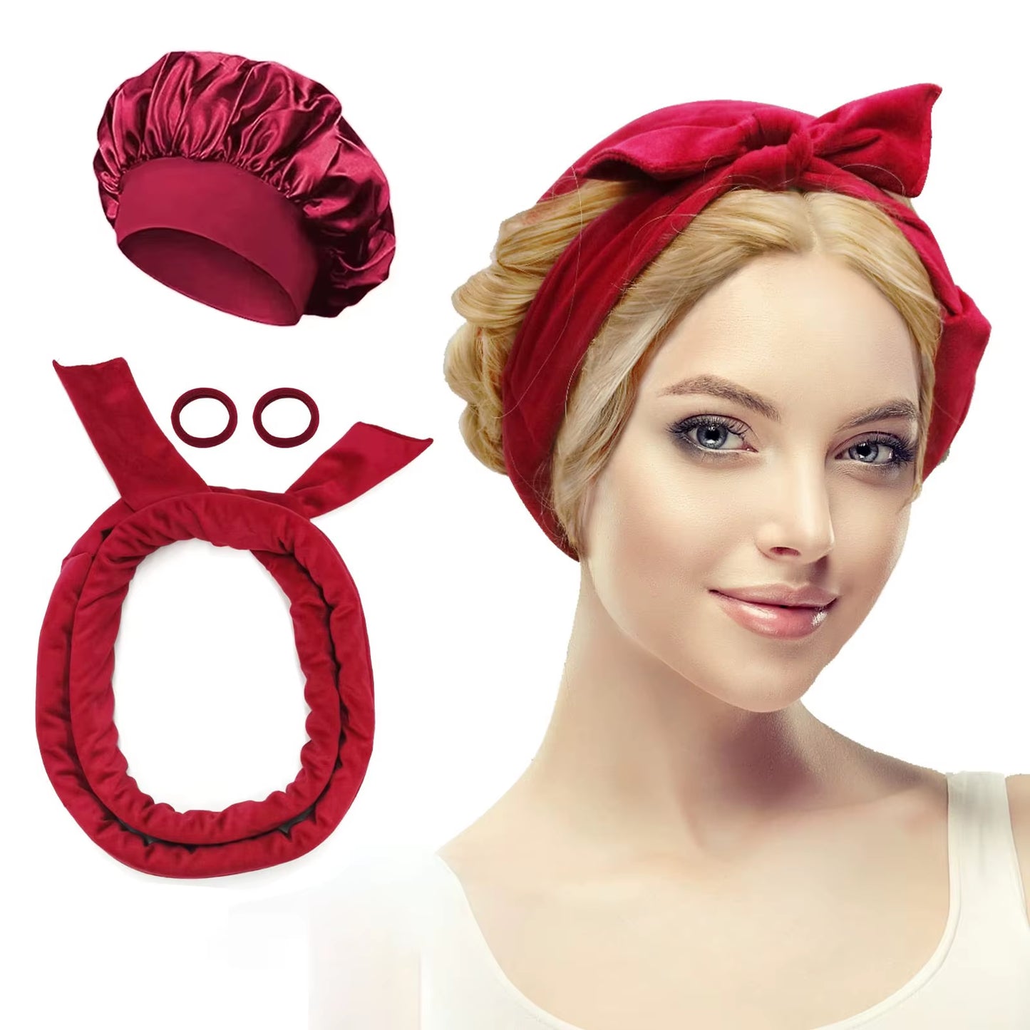 Sleeping Cap Heatless Curle Rod No Heat Ribbon Lazy Hair Curlers Headband Hair Rollers Sleeping Soft Headband Hair Styling Tools