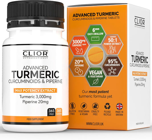 Turmeric Curcumin with Black Pepper 365 Tablets suitable for vegans