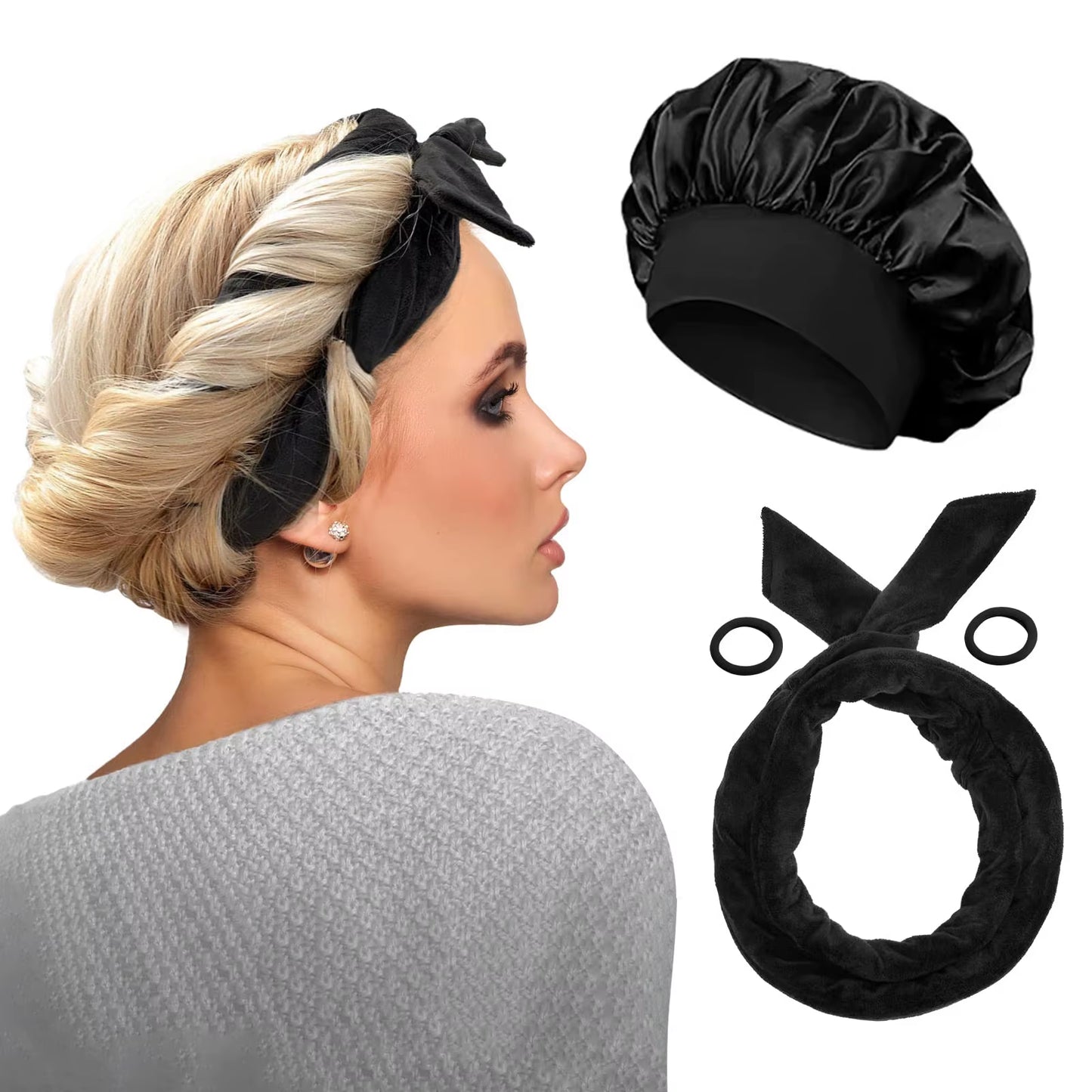 Sleeping Cap Heatless Curle Rod No Heat Ribbon Lazy Hair Curlers Headband Hair Rollers Sleeping Soft Headband Hair Styling Tools