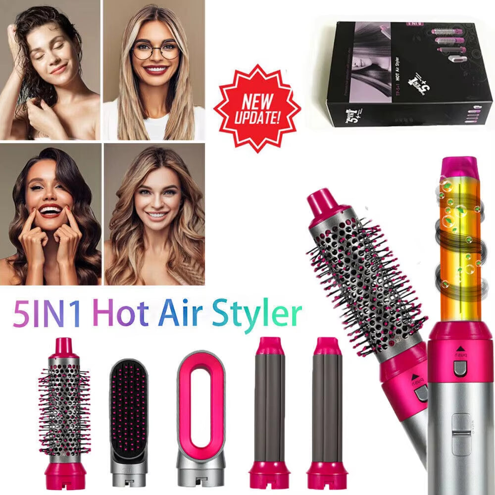 5 in 1 Hair Dryer Brush Hot Comb Air Volumizer Curler Straightener Curg Style