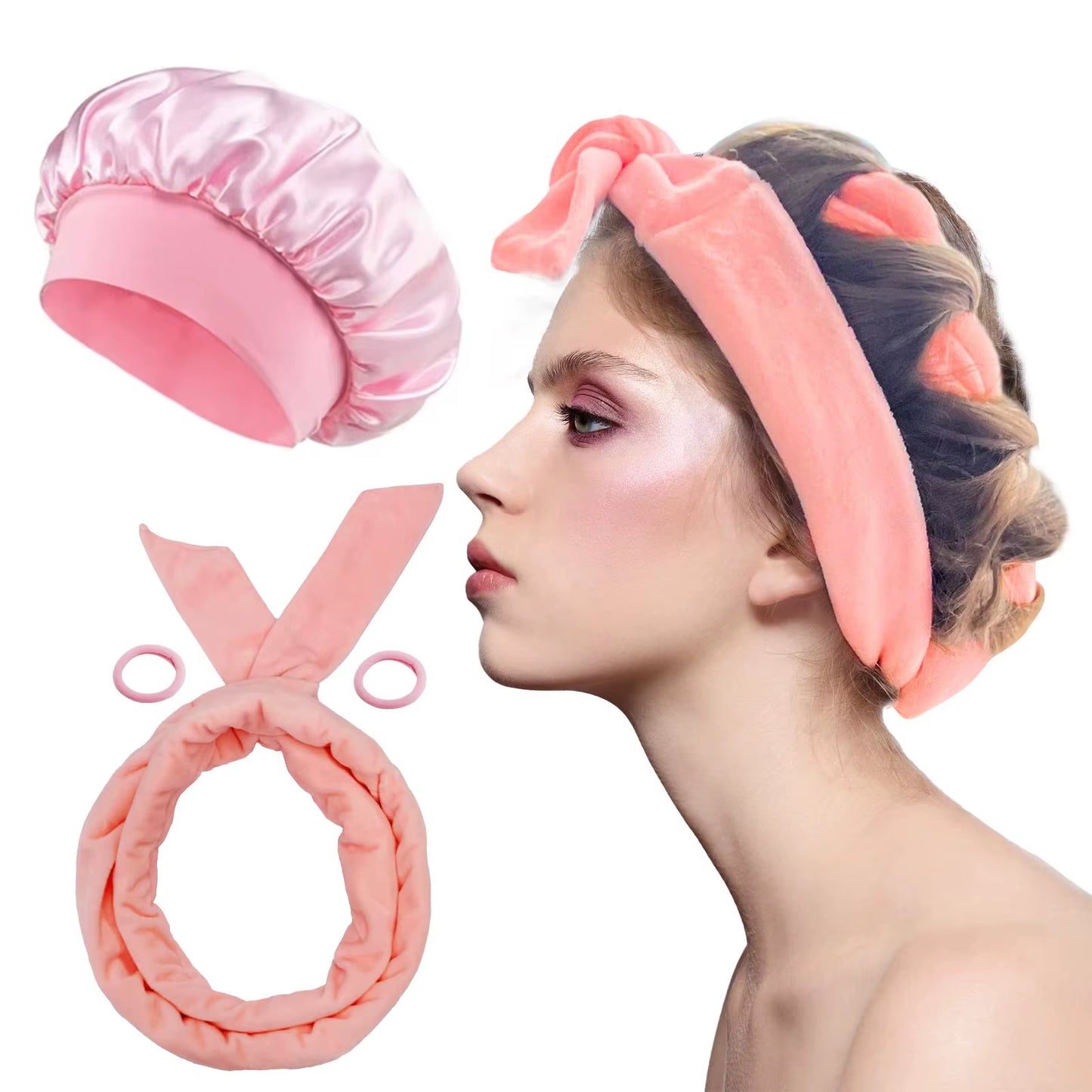 Sleeping Cap Heatless Curle Rod No Heat Ribbon Lazy Hair Curlers Headband Hair Rollers Sleeping Soft Headband Hair Styling Tools