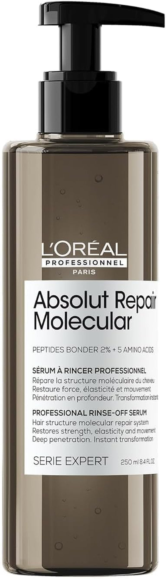 L’Oréal Professionnel Absolut Repair Molecular Rinse-Off Serum Conditioner 250Ml, Extremely Damaged Hair, Molecular Peptides Bond Repair, Restore Strength & Elasticity, Hair Treatment Conditioner