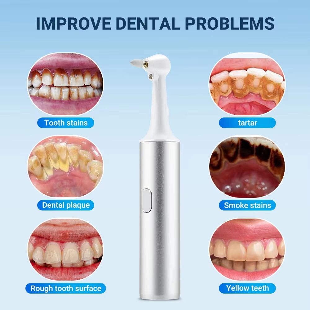 Electric Teeth Polisher 8Pcs Replaceable Heads Dental Scaler Tartar Stain Plaque Remover Tooth Cleaner 