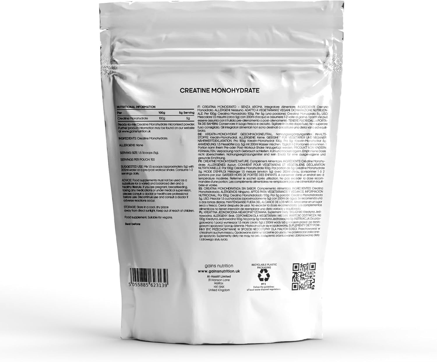 GN 500G High Strength Creatine Monohydrate Powder - Unflavoured 