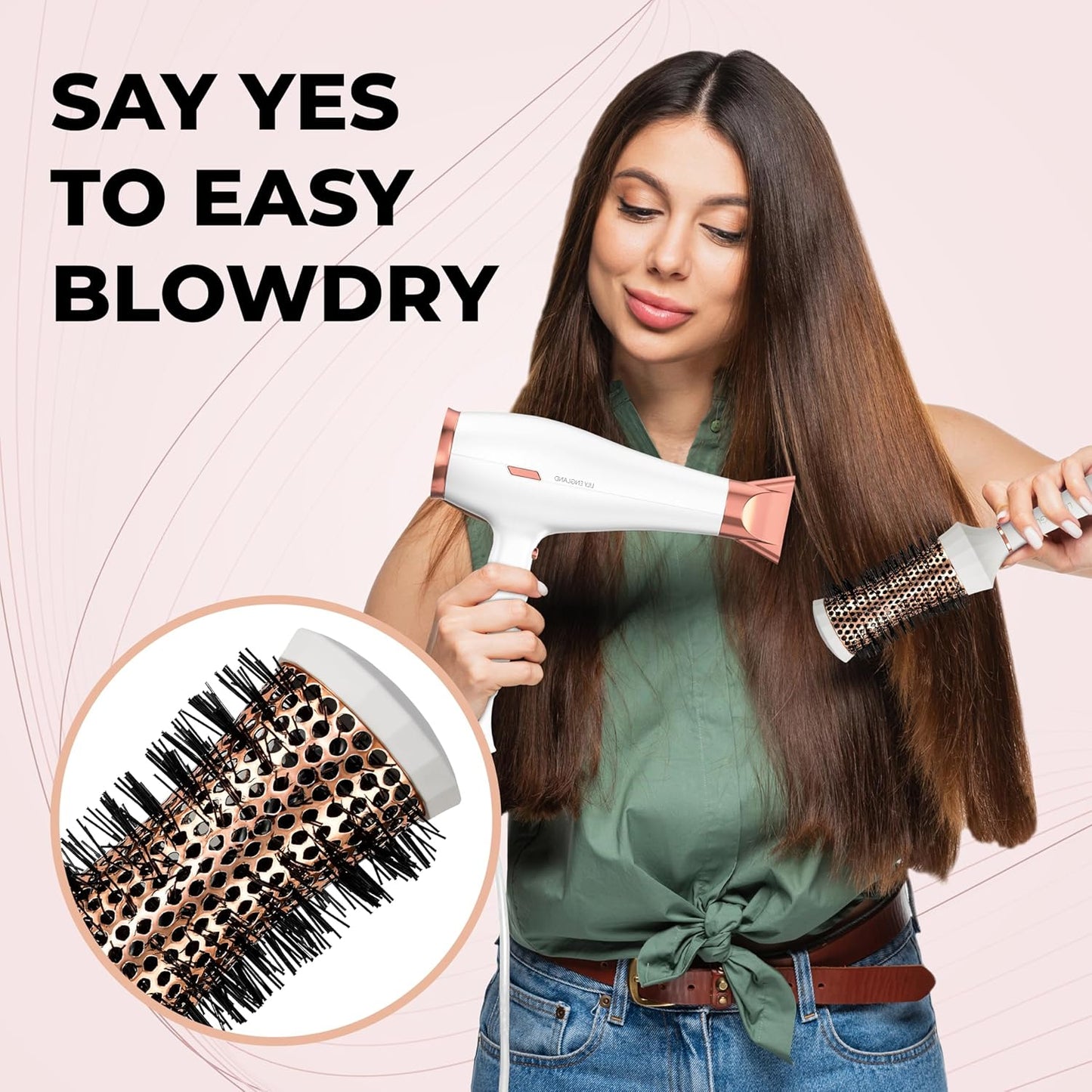 round Hair Brush Set, 4 Piece Professional Blow Dry Kit with 3 round Brushes and Comb for Styling, Beauty Gifts Sets for Women