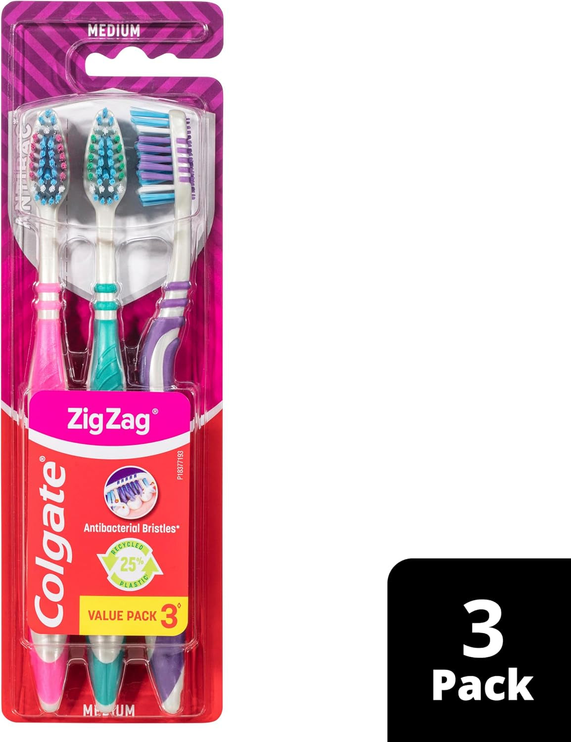 Colgate Zig Zag Medium Manual Toothbrush Pack of 3